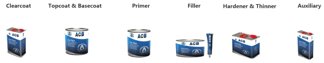 Acb Brand Automotive Repair Coating Auto Body Refinish Paint White Color Acrylic Car Paint